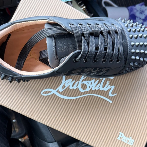 Christian Louboutin Black Spiked Low-Top Sneakers